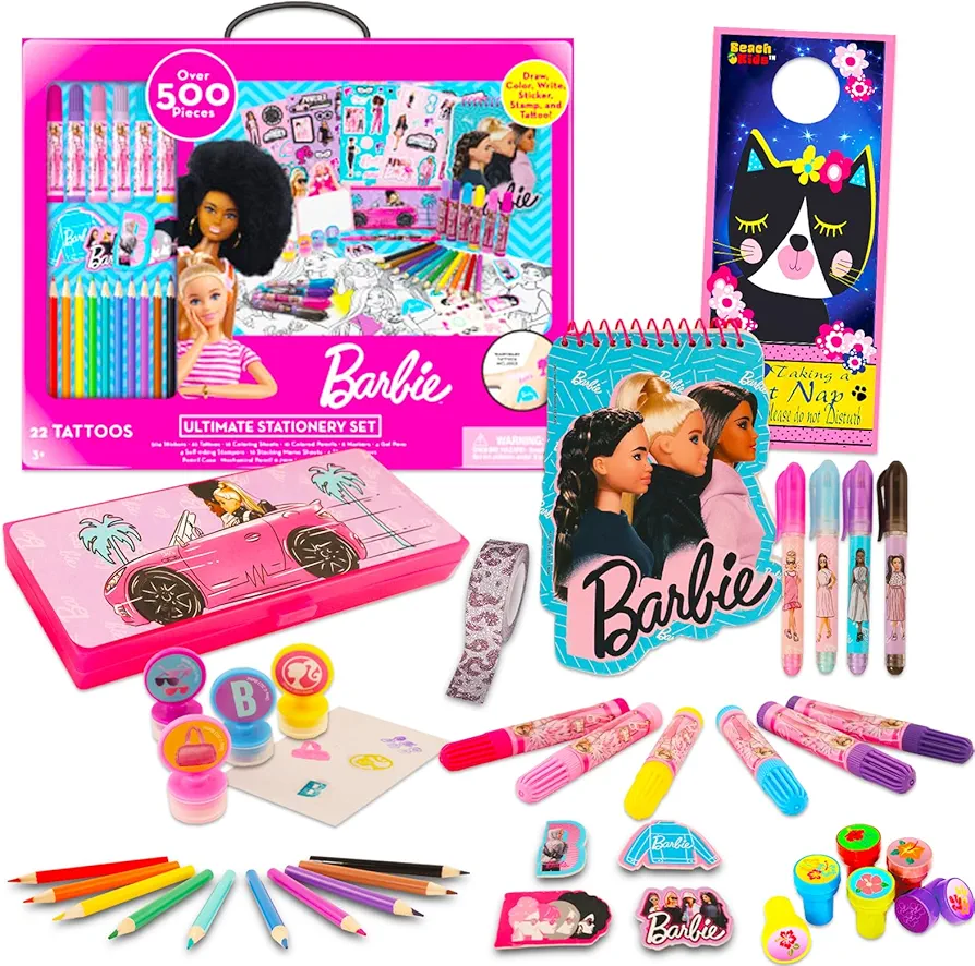 Disney Barbie Stationery Art Set for Girls - Barbie Ultimate Stationery includes Stickers, Tattoos, Coloring Sheets, & More for Kids, Women | Barbie Stationery Kids