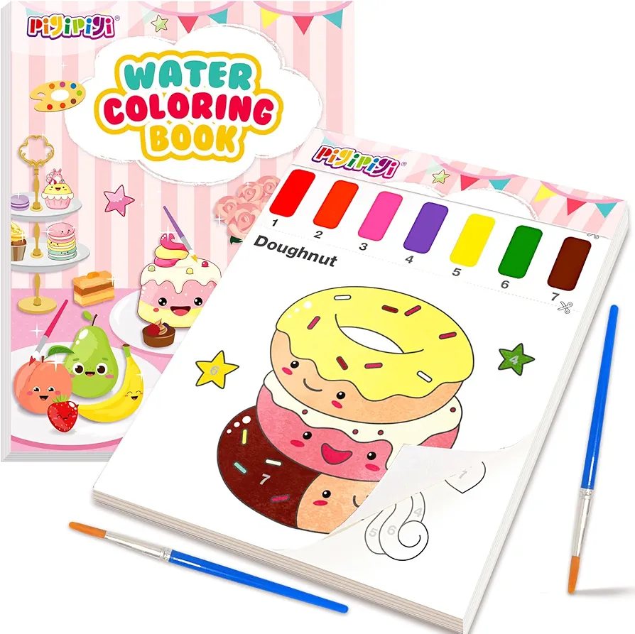 pigipigi Art Craft Gift for Painting: Water Coloring Books for Toddlers Mess Free Drawing Set for Kids Age 4 5 6 7 8 Years Old - Travel Activities Birthday Christmas Toy - Food