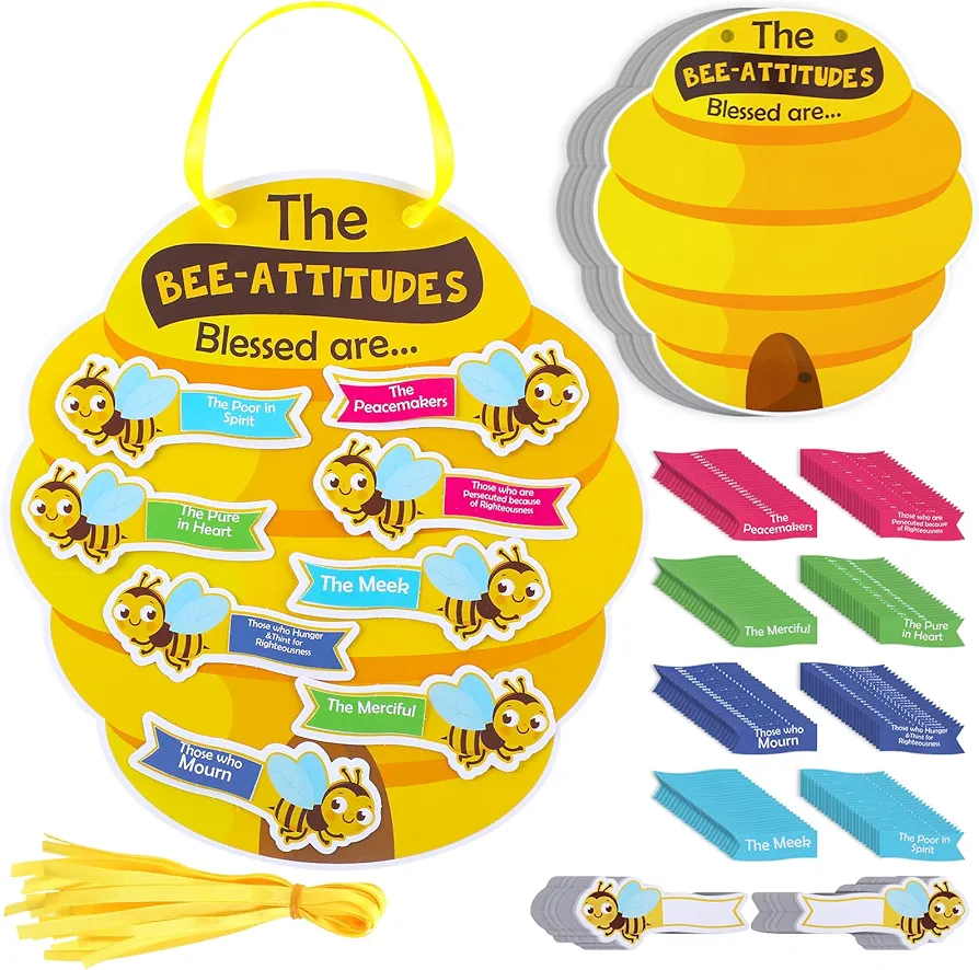 24 Set Craft Kit for You Sunday School VBS Religious Crafts DIY Christian Bible Craft Kit for You School Home Activities(Bee Attitude)