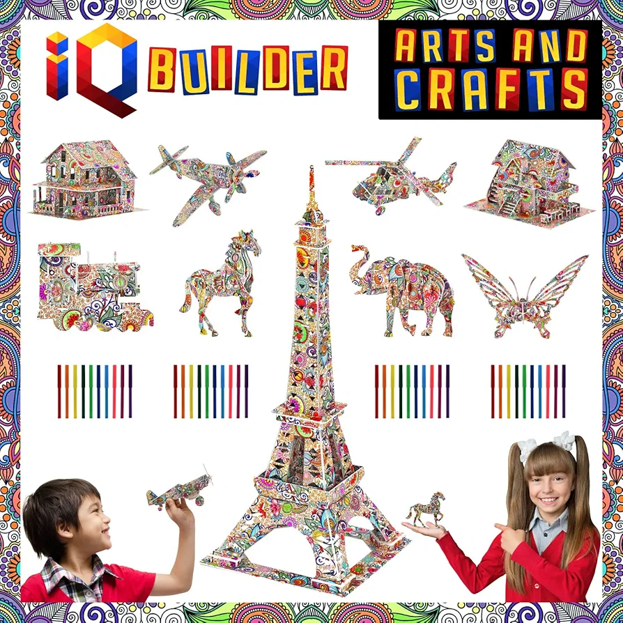 | FUN CREATIVE DIY ARTS and CRAFTS KIT | BEST TOY GIFT for GIRLS and BOYS AGE 12 YEAR OLD | EDUCATIONAL ART BUILDING PAINTING COLORING 3D PUZZLE PROJECT SET for KIDS and ADULTS