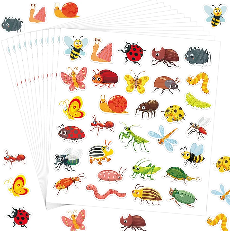 Lucleag 600 PCS Insect Stickers for Kids, Cartoon Insect Bug Stickers Butterfly Moth Bee Ant Stickers Decal for Kids Insect Teaching Supplies Scrapbook DIY Arts Craft Party Decoration
