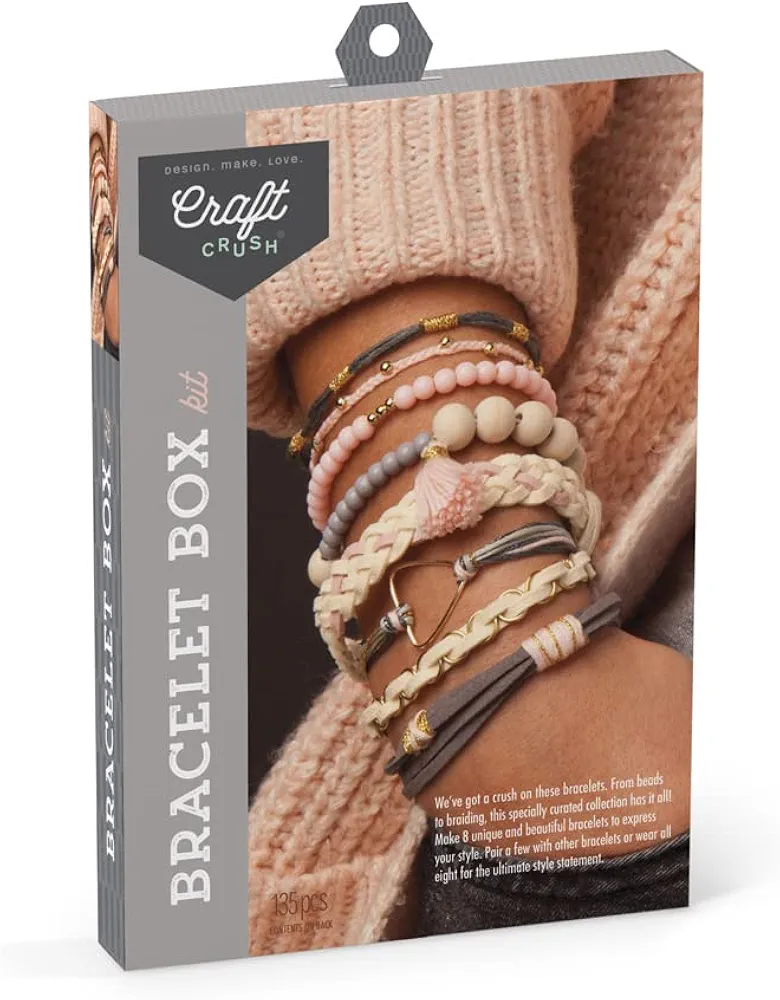Craft Crush Bracelet Maker Set - DIY Jewelry Making Kit for Teens & Adults - Makes 8 Friendship Bracelets - Mini Kit for Ages 13+