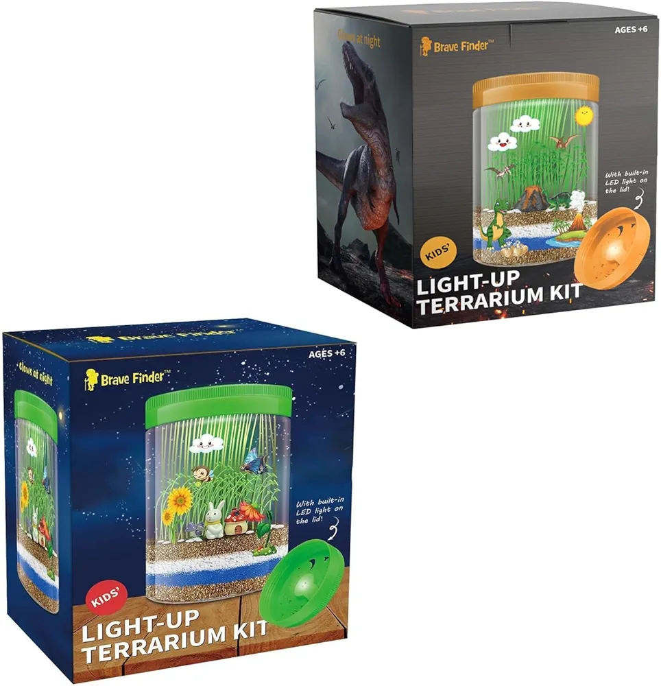 Terrarium Kit for Kids, Light-Up Educational Science Toys for Kids Ages 6 7 8 9 10-12 Year Old Girls Boys, Arts Crafts Projects Toys Creative Gift