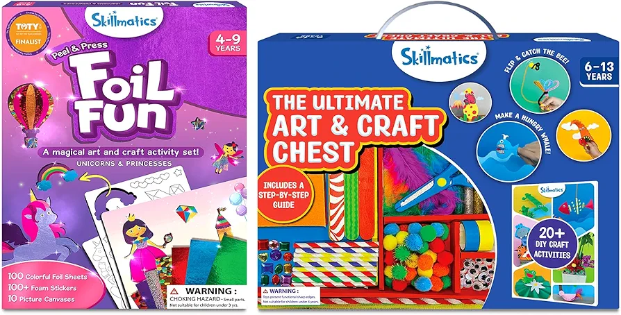 Skillmatics Foil Fun Unicorns & Princesses Theme & Ultimate Art & Craft Activity Chest Bundle, Art & Craft Kits, DIY Activities for kids