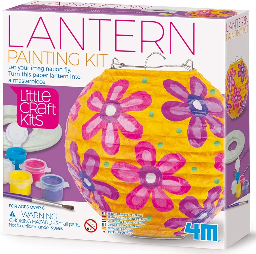 4M Lantern Painting Kit from Little Craft Kits, Let Your Imagination Fly, Turn a Paper Lantern into a Masterpiece, Ages 8+, Yellow