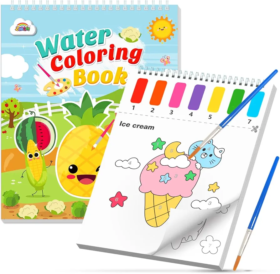 ZMLM Paint with Water Coloring Books for Toddlers - Mess Free Painting Activity for Kids - Arts & Crafts Gift Toy for Boy Girl Ages 4 5 6 7 8 - Birthday Christmas Easter Stocking Stuffers, Food