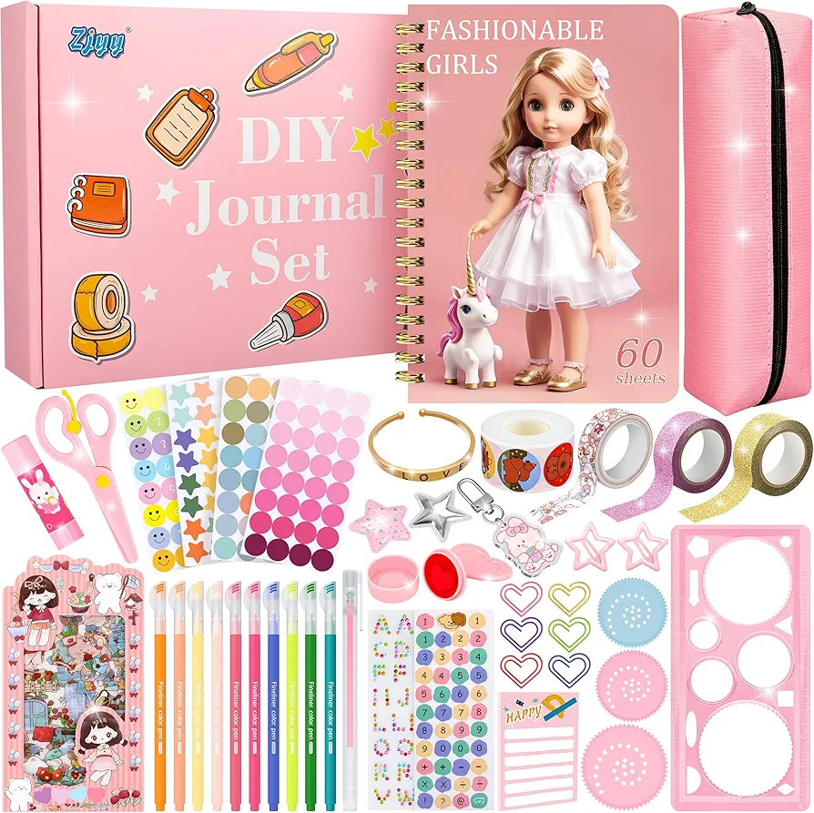 DIY Journal Kit for Girls - 592 Pcs DIY Diary Set for Teen Girls, Diary Supplies Set & Scrapbook Stationery Kit, Journaling Art Crafts Kit - Birthday Gift for Ages 5 6 7 8 9 10-14 Year Old Girls