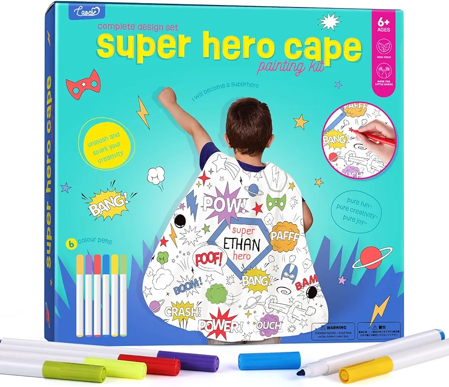 LAOESE Kid Craft for Boys - DIY Superhero Cape for Kids - Toddler Painting Kit Art Supplies, Arts and Crafts for Kids Ages 3-6, Toys Birthday Gifts for Boys Ages 3 4 5 6