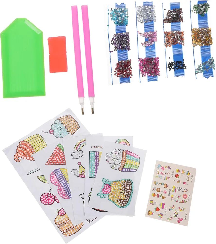 VICASKY 1 Set Diamond Kids Sticker Big Sticker Bright Diamond 5d Cartoon