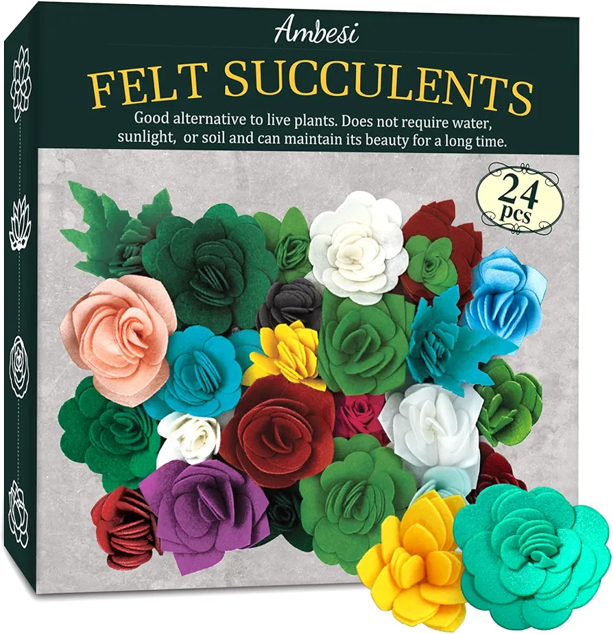 Ambesi Make You Own Felt Succulent Craft kits, DIY Handmade Arts and Crafts Projects, Crafts Set for Kids Ages 8-12, Gifts for Girls 6-12 Years Old, DIY Activity Birthday Valentine's Day Gift