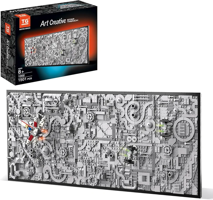 Star Trench 3D Wars Run Wall Art Craft Kit, Micro Brick Framed, Creative Activity Hobbies for Teens and Adults, DIY Home, Office Decor, Suitable for Kids 8+