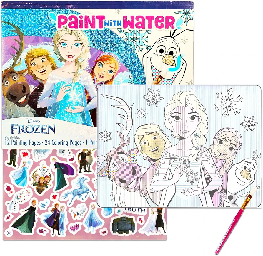 Classic Disney Disney Frozen Paint Posters Set - 4 Pc Bundle with Frozen Painting Activity Book, Coloring Books, Stickers and More | Frozen Anna and Elsa Activities for Toddlers, Kids