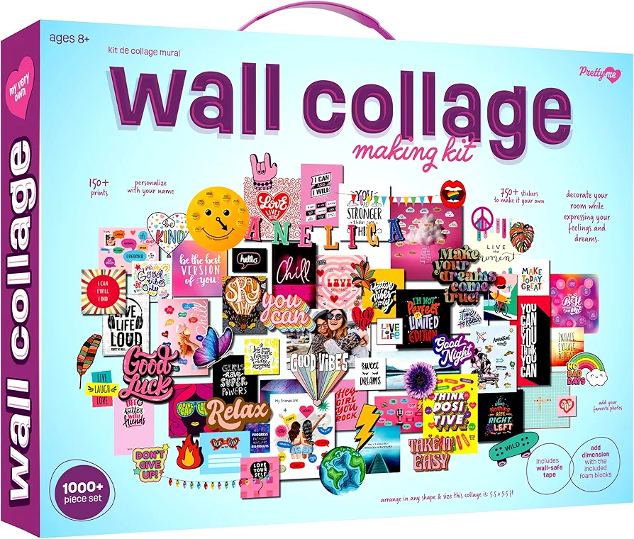 Pretty Me Wall Collage Kit for Teen & Tween Girls - Arts Craft Gift Ideas for Age 11, 12,13, 14, 15, 16 Year Old Girl - Birthday Gifts and Stuff for Teenage Bedroom Decor - Teens Crafts Kits Teenager