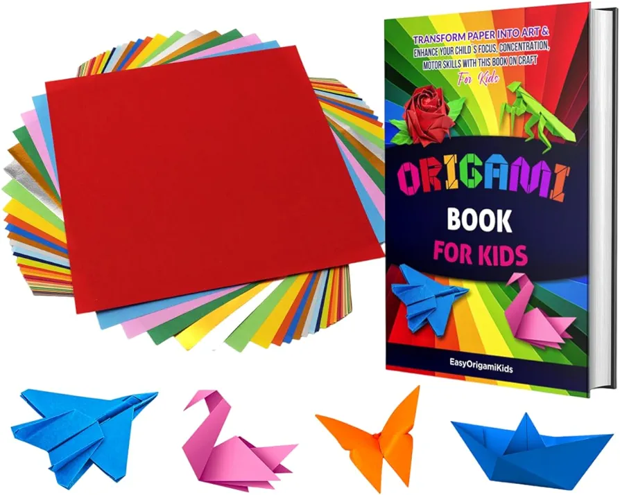 Origami Kit for Kids Ages 8-12 Includes Origami Book & Origami Paper Sheets Double-Sided Color Boosts Problem Solving, Hand-Eye Coordination & Focus Crafts for Girls and Boys