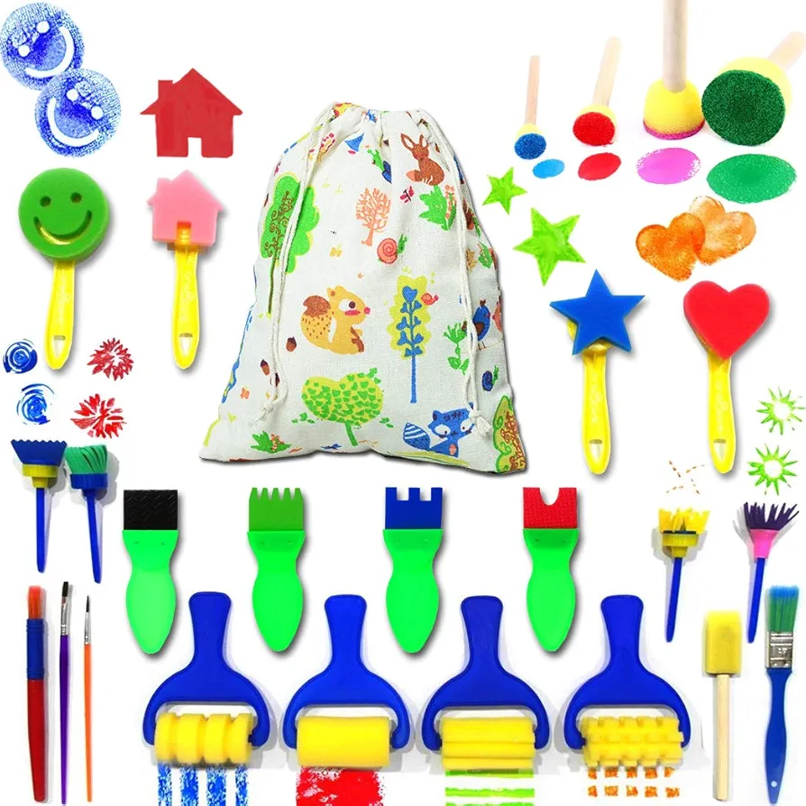 Art & Craft Painting Drawing Tools Mini Flower Sponge Brush Set Fun Kits Early DIY Learning