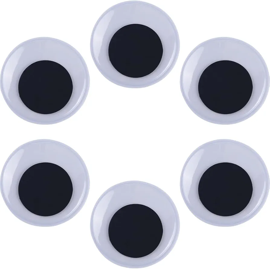 GORGECRAFT 6 Pieces 3 Inches Large Googly Eyes Plastic Black White Round Self Adhesive Wiggle Google Eyes Stickers for Art Craft Supplies Doll Sewing Making Scrapbooking DIY Crafts Pack Decoration