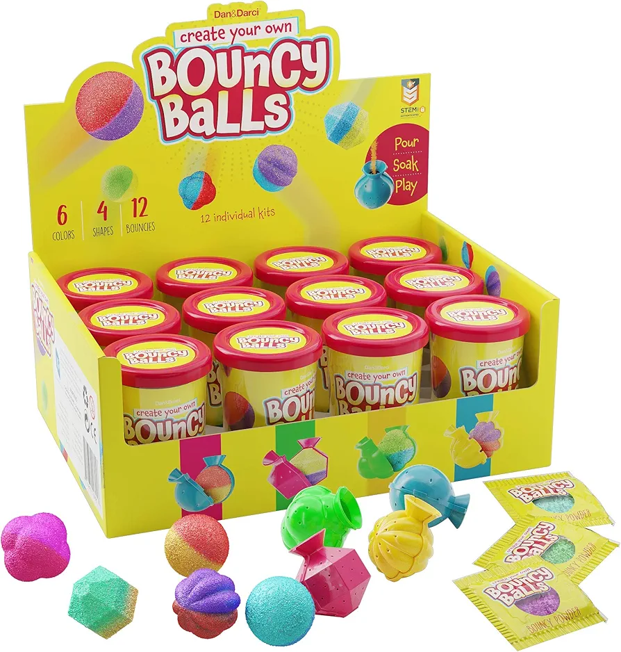 Make Your Own Bouncy Ball Kit for Kids - 12 Individual Kits - Science Party Favors - Cool Easter Birthday Parties Activities for Kids - Create 12 Balls -DIY Arts and Crafts Bulk - Craft Projects Gifts