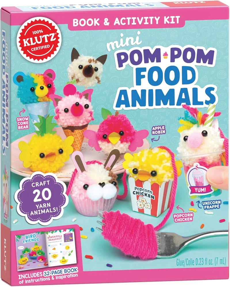 KLUTZ Mini Pom-Pom Food Animals Craft Kit