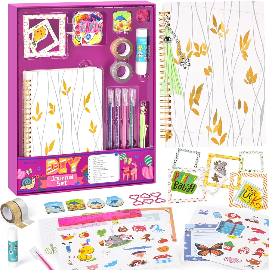 Gifts Toys for Girls Ages 8 9 10 11 12 13 14 Year Old, DIY Journal Kit for Girls Ages 8-12, Scrapbook & Diary Supplies Set, Birthday Gifts for Teens, Journaling Kit Arts and Crafts for Girls