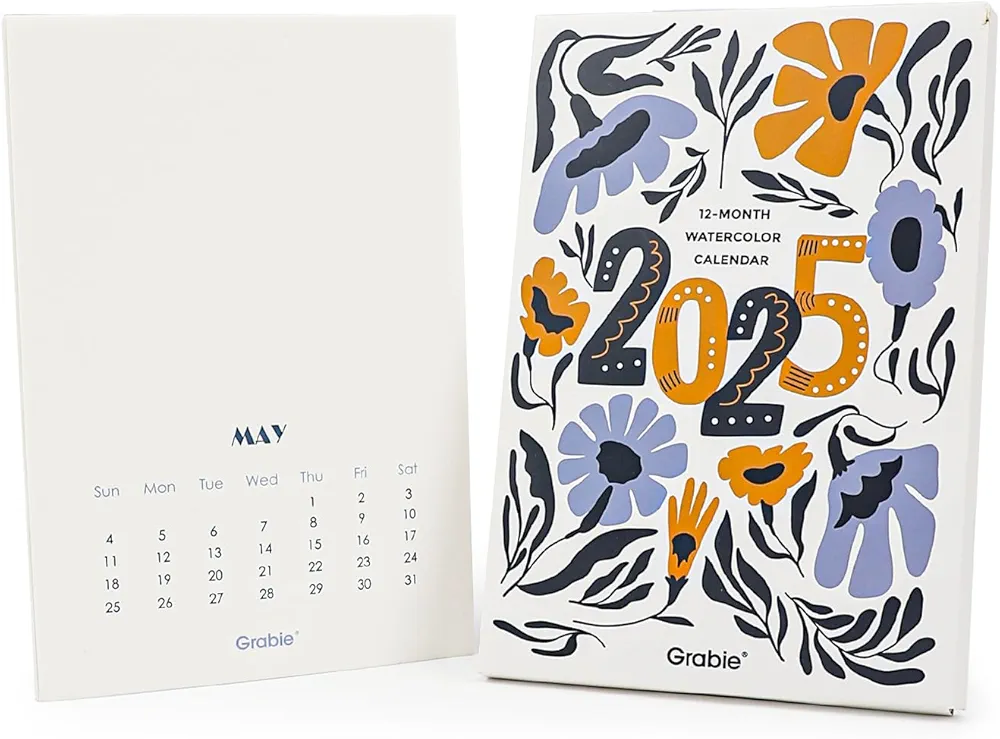 Grabie Watercolor Calendar Set for 2025, 100% Cotton Pulp, 12 sheets, 140lb (300gsm), Glue Bound, Acid-Free Hot Pressed Watercolor Paper, Art Supplies for Watercolor Crafts and DIY Medias