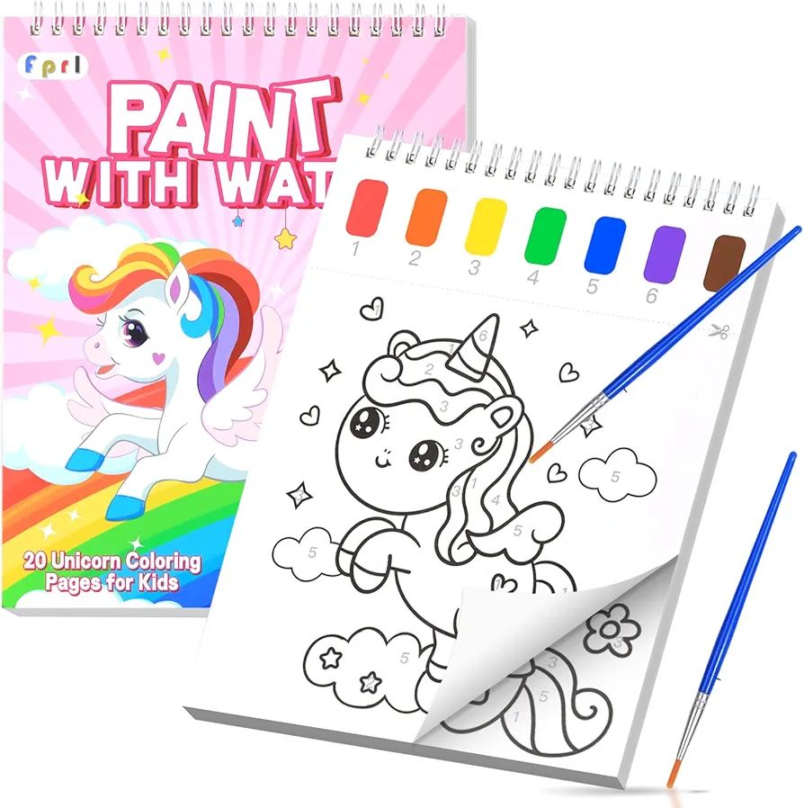 Paint with Water Coloring Book for Kids,Water Color Paint Sets for Kids Ages 2-4, 4-8, Kids Coloring Books,Unicorn Arts and Crafts Birthday Gift for Drawing with Brush