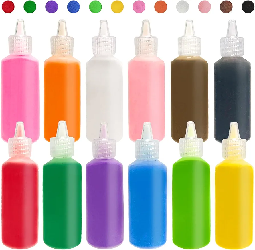 12 PCS Art Sand,1.25oz Bottles DIY Arts and Crafts Kit,Scenic Sand for Kids' Arts & Crafts,Terrarium Sand Play DIY Drawing Sandbox Wedding Sand for Decorations and Crafty Collection Sand Bottles