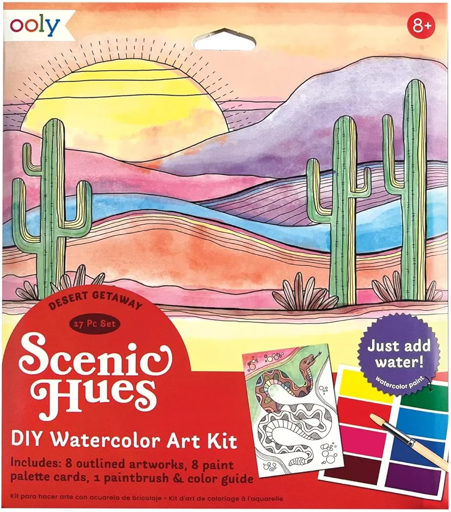 Ooly Scenic Hues D.I.Y. Watercolor Art Kit - Desert Getaway (17 PC Set)