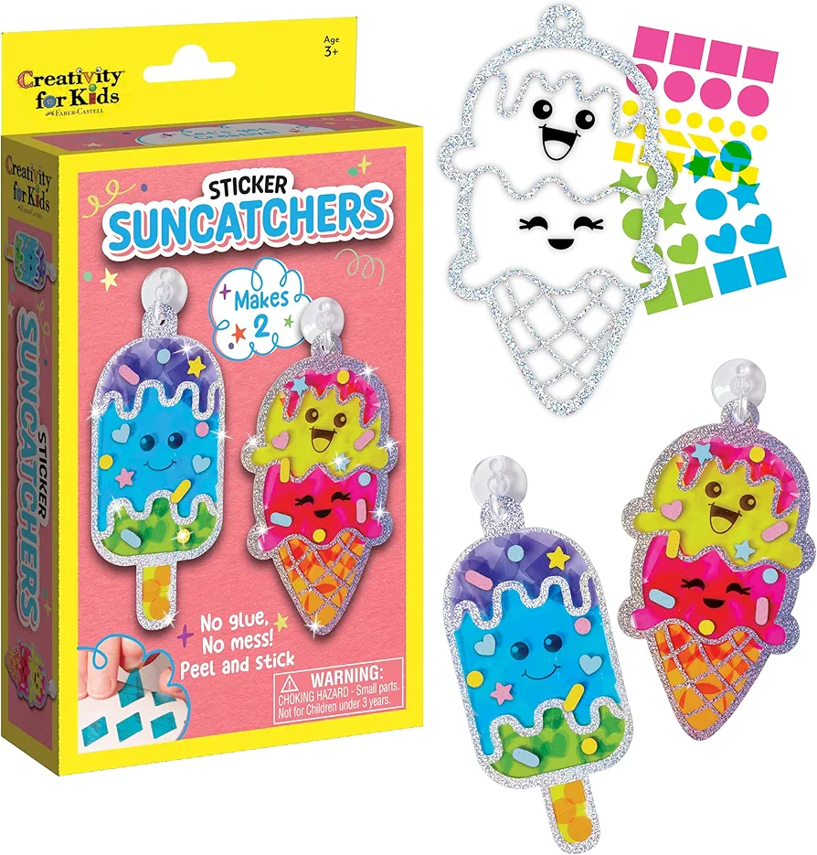 Creativity for Kids Sticker Sun Catchers Mini Craft Kit: Create 2 Suncatchers - Toddler Stocking Stuffers and Gifts Ages 3-4+, Arts & Crafts for Kids, Window Art for Kids