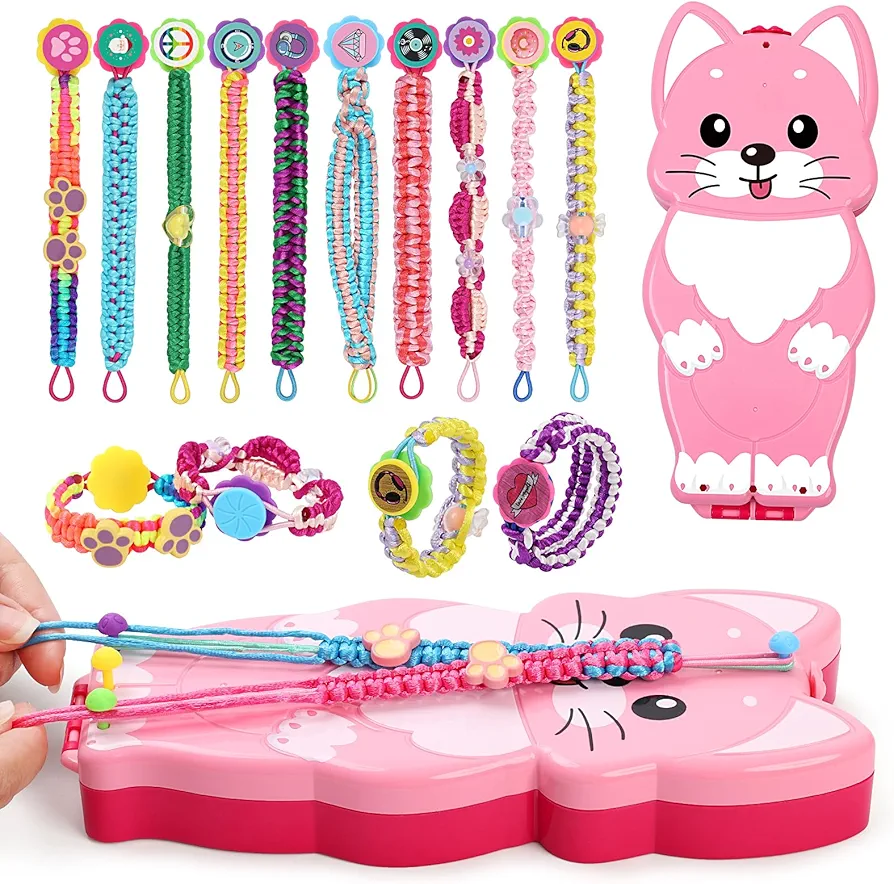 Bracelet Making Kit for Girls - Arts and Crafts for Kids Ages 8-12 - Friendship Bracelet String Maker Set Toys - Best Christmas Birthday Gifts - Charming Animal Shaped Weaving Loom (Large)