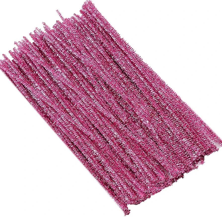 Pink Pipe Cleaners, 100PCS Glitter Pipe Cleaners for Craft, Chenille Stems Craft Supplies & Materials, Colored Pipe Cleaners for DIY Art and Craft Projects - 12 Inch