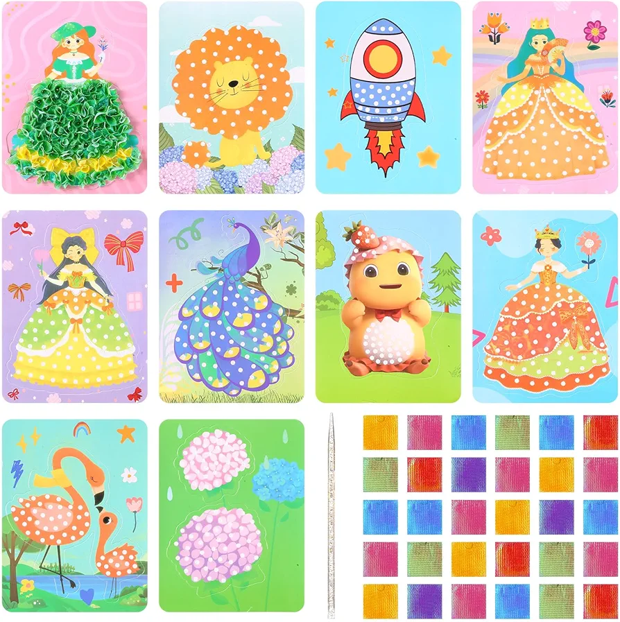 Creative Puzzle Puncture Painting - Fabric Art Frenzy, Paper Craft Kit for Kids, Poke Art DIY Toys Childhood Infinite Dream Hand-Painted - 10 Sheets DIY Poking Drawing Dress Up Boards