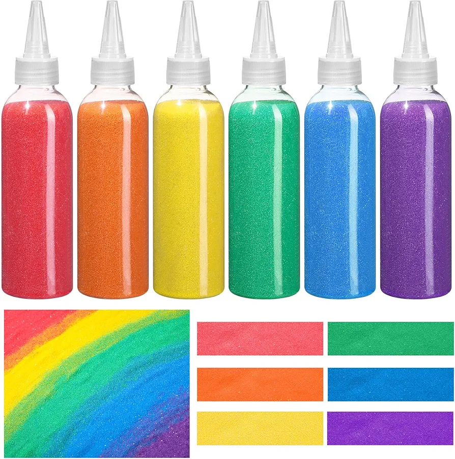 Libima Art Sand Colored 9oz Sand Bottles for Kids DIY Arts and Crafts Kit for Drawing Wedding Sandbox Decorations Collection Sand Bottles Arts Kit(12 Pcs)