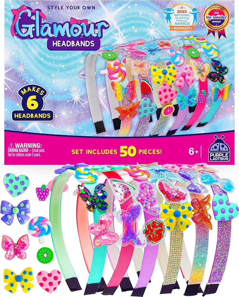 DIY Headband Hair Accessories for Girls - Great 5 Year Old Girl Gift, Gifts for 6 Year Old Girl, Birthday Gifts for Girls Age 5 6 7 8 9, Crafts for Girls Ages 6-8, Girls Headbands 4-6