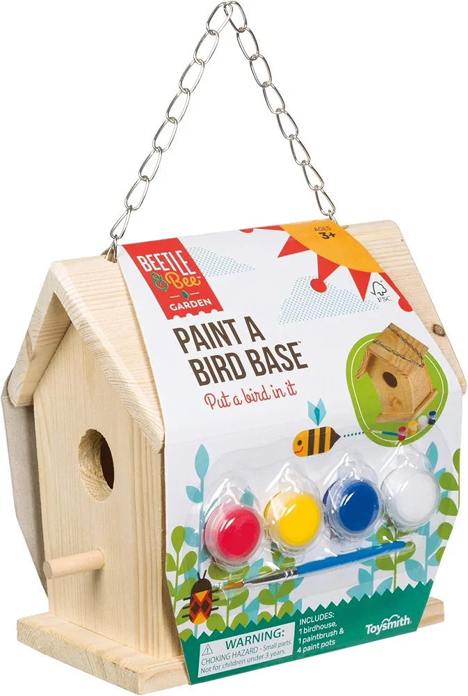 Beetle & Bee Paint A Bird Base, Backyard Birdhouse Kit, Bird House Painting Kit for Kids, DIY Arts & Crafts Gardening For Kids & Teens, Boys & Girls