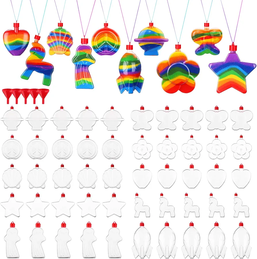 60Pcs Sand Art Bottles Star Butterfly Shaped Plastic Bottles Plastic Sand Art Bottles DIY Colored Sand Bottle Kit Sand Art Activity Kit for DIY Art Activity Fun Party Supplies, Mix 10 Style