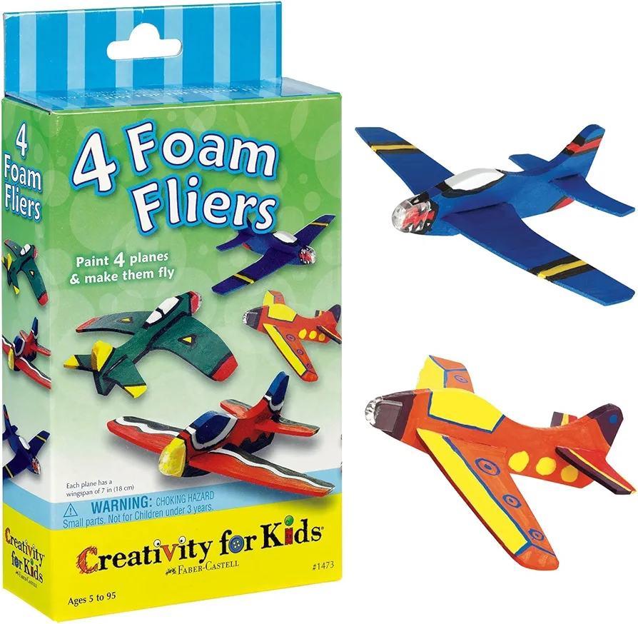 Creativity for Kids Four Foam Fliers Mini Craft Kit - Paint 4 Foam Glider Airplanes, Small Gifts for Kids, Red