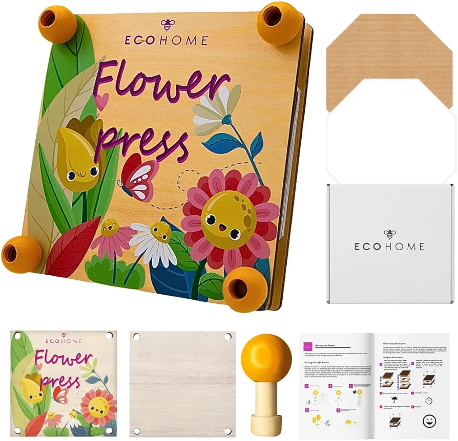 ECOHOME Flower Press Kit for Kids - Darling Set for Little Artists & Flower Lovers - Cute Press with Clear Instructions for Unique Pressed Flower Art Projects