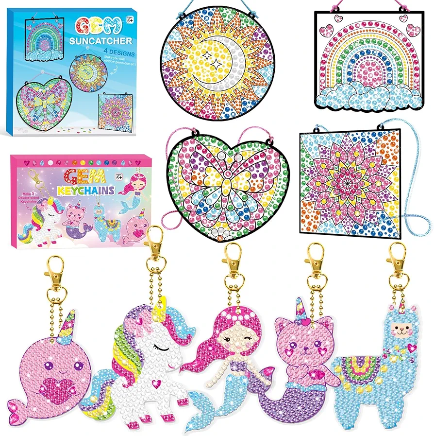 BANBBUR Arts and Crafts for Kids Ages 8-12,Window Art Suncatcher Kits for Kids,Gem Arts for Kids