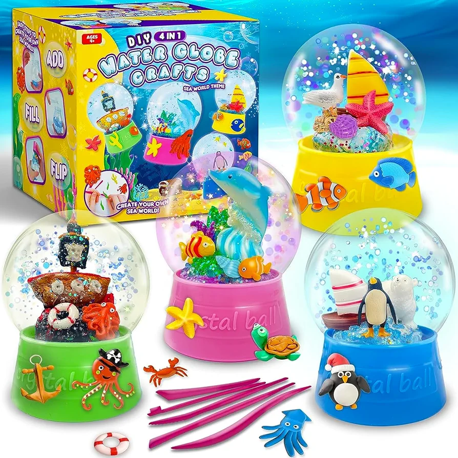 Make Your Own Water Globe - Snow Water Stem Projects DIY Activities Glitters Supplies Perfect Arts and Crafts Clay for Girls Boys Kids Ages 4-6 4-8 6-8 8-12 + Years Old Materials Stuff Games