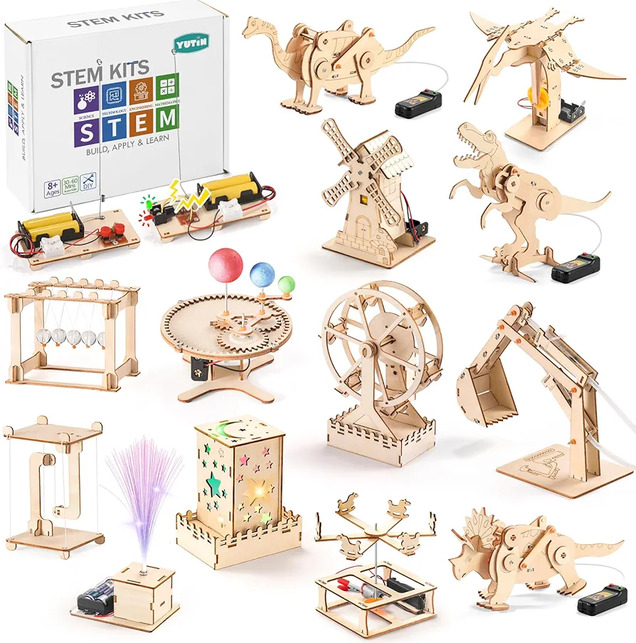 STEM Kits for Kids, Dinosaur Building Kits for Boys 6-8 8-12, Science Experiment Projects Wood Crafts for Girls to Build, 3D Wooden Puzzles Woodworking Model Stem Toys for Age 6 7 8 9 10 11 12 14 +