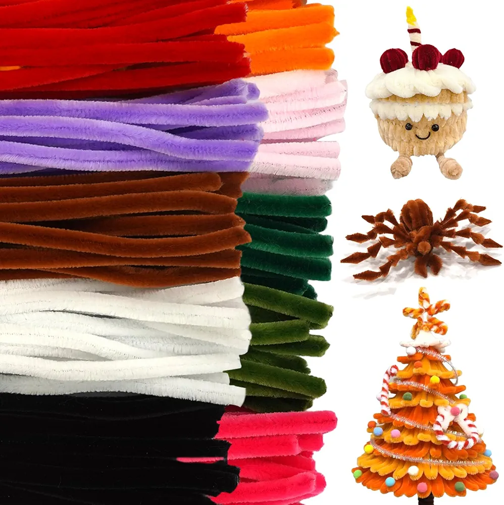 URADIART 200pcs Pipe Cleaners,10mm Thick Pipe Cleaners Craft Supplies,Arts and Crafts Pipe Cleaner Bulk Fuzzy Sticks Colored Chenille Stems for Art and Craft Projects Creative DIY Decorations