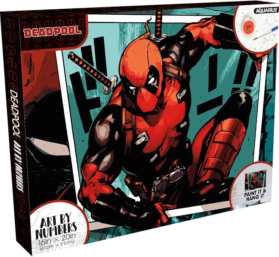 AQUARIUS Deadpool Art by Numbers - 16 x 20 inches Marvel Deadpool Themed Paint by Number for Adults & Kids - DIY Color by Number Paint Kit for Beginner - Officially Licensed