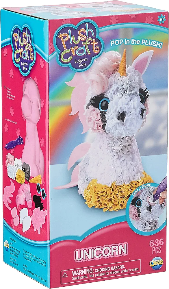THE ORB FACTORY LIMITED 10027964 Plush Craft 3D Unicorn, 5" x 4" x 10", Pink/White/Yellow/Grey