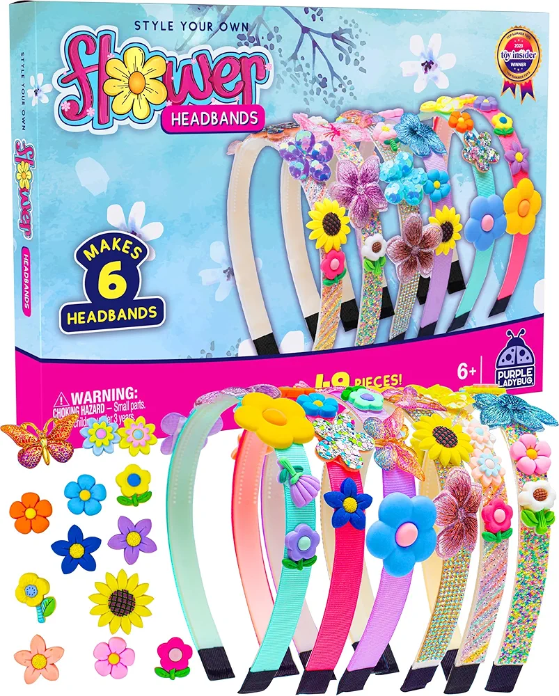 DIY Headbands for Girls - Headband Making Kit for Girls Ages 5-7 - Crafts for Girls Ages 4-8 - Kids Hair Accessories for Girls, Birthday Gifts for Girls 4 5 6 7 8 Years Old, Girl Gifts