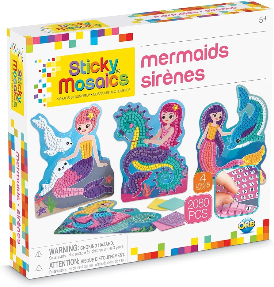 ORB The Factory Sticky Mosaics Mermaids Blue/Yellow/Orange/Purple, 12' x 2' x 10.75'