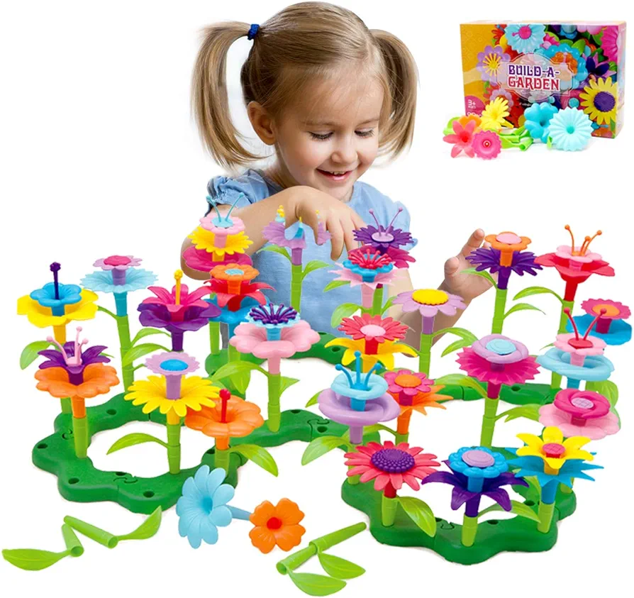 Byserten Gifts for 3-6 Year Old Girls Flower Garden Building Set 98 PCS Arts and Crafts for Girls 11 Colors Birthday Gifts Christmas