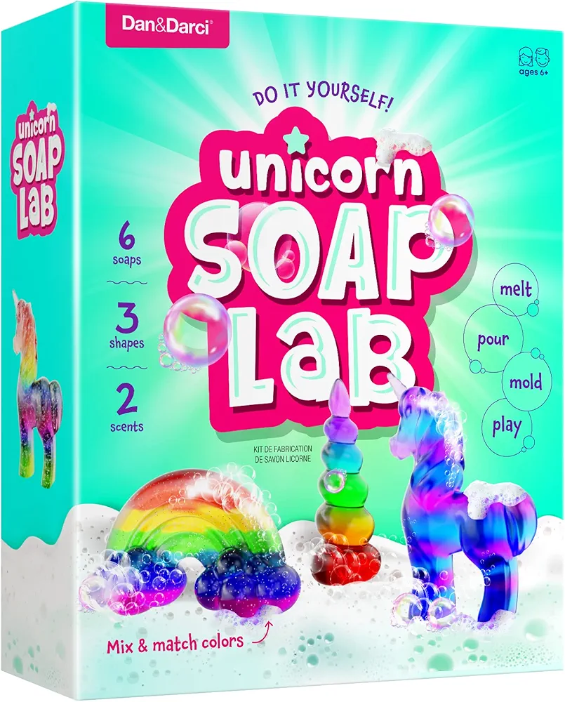 Unicorn Soap Making Kit - Girls Easter Crafts DIY Project Age 6+ Year Old Kids - Unicorn Girl Gifts - Science STEM Activity Teenage Gift - Make Your Own Soap Kits - Craft Toys Ages 6 7 8 9 10 11 12