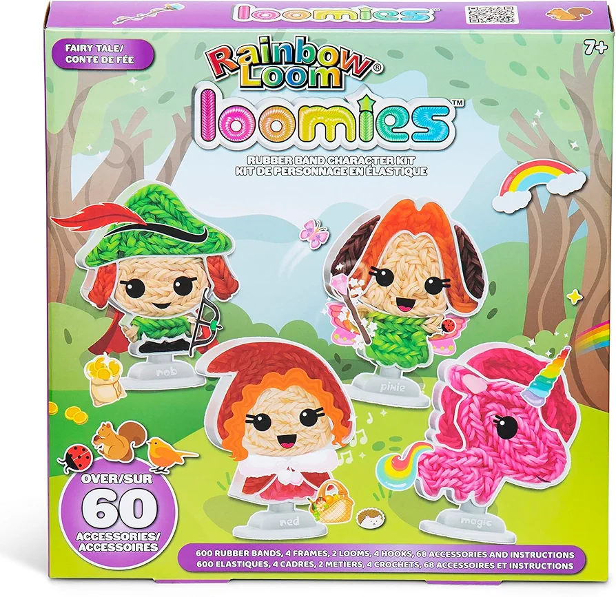 Rainbow Loom: Loomies Food Figurines - 4 Character Rubber Band Kit - Create 4 Food Themed Characters, DIY Craft Kit, Great for Parties, Kids Ages 7+