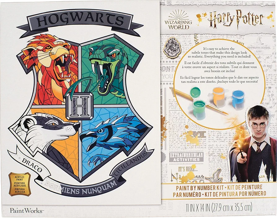 Dimensions PaintWorks Hogwarts Harry Potter Paint by Number Kit for Adults and Kids, Finished Project 11" x 14", Multicolor 15 Piece