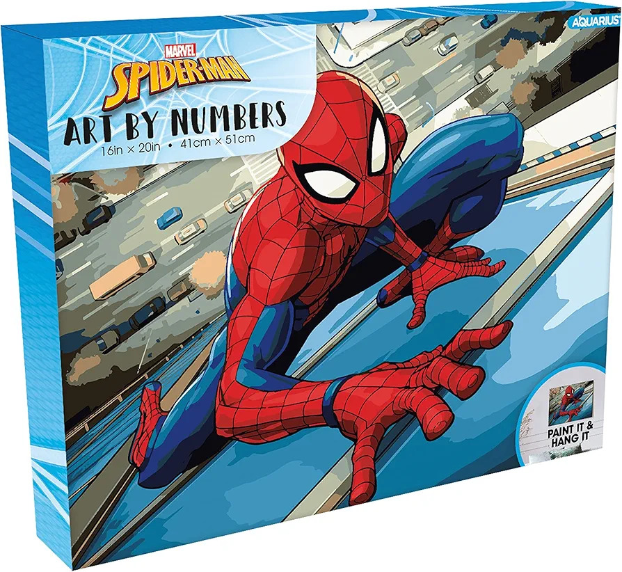 AQUARIUS Spider-Man Web Crawler Art by Numbers - 16 x 20 inches Spider-Man Themed Paint by Number for Adults & Kids - DIY Color by Number Paint Kit for Beginner - Officially Licensed